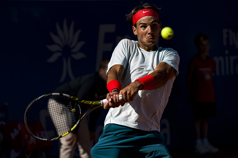 Spain Barcelona Open. Rafa Nadal returns the ball to Carlos Berlock during the second stage at the Barcelona Open.